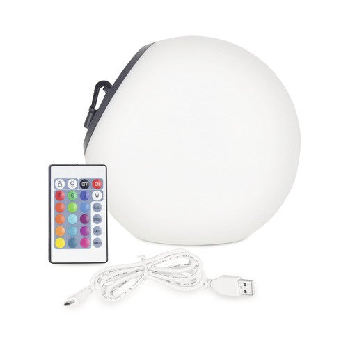 Glob solar cu LED integrat,Ø20 cm, telecomanda & USB, lumina RGB, pentru exterior IP44