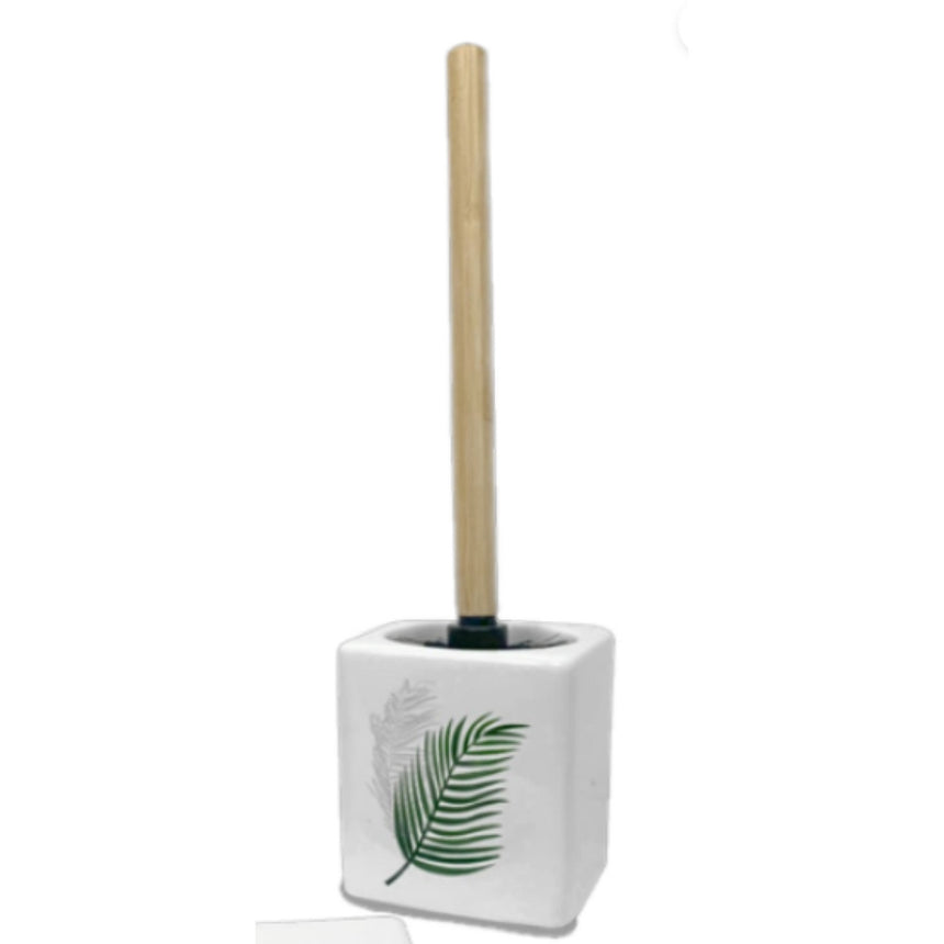 Suport si perie wc, Frandis, ceramica/inox, 9.6x9.6x39.5 cm, multicolor, model Feuilles 196169