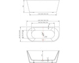 Cada de Baie Dreptunghiulara Freestanding Linea Combine, 170x80x58 cm, Acril, Exterior Negru, FR03