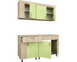 Mobila de Bucatarie, L 150 cm, Stejar Sonoma/Verde