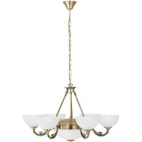 Lustra SAVOY, 82749, EGLO, E14, 6x40W, E27, 2x60W, metal, bronz, sticla satinata, alba, 110 x 74 cm, inaltime reglabila, IP20
