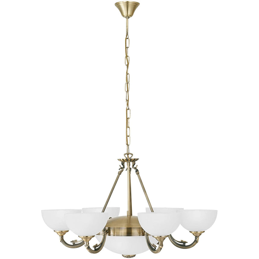 Lustra SAVOY, 82749, EGLO, E14, 6x40W, E27, 2x60W, metal, bronz, sticla satinata, alba, 110 x 74 cm, inaltime reglabila, IP20