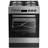 Aragaz Beko FSMT61330DXT, Mixt, 4 arzatoare, High-Efficiency, SteamShine® Cleaning, Timer, Clasa A, 60 cm, Inox