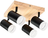 Plafoniera Cu Spoturi Toras Gu10 Max. 4x5w, Negru/stejar