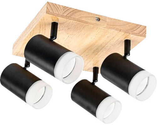 Plafoniera Cu Spoturi Toras Gu10 Max. 4x5w, Negru/stejar