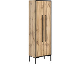 Dulap Baie Midi Asezat Max HB450, 2 Usi, PAL, 155x46,5 cm, Stejar Deschis Canturi Negre