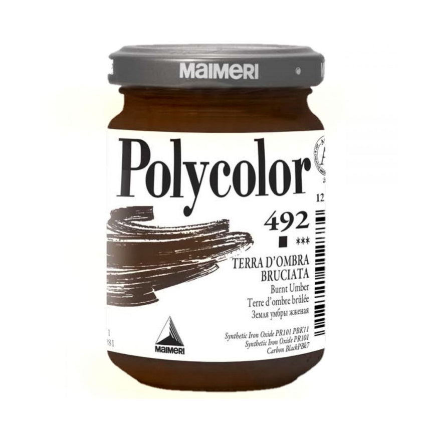 Vopsea vinilica Polycolor Maimeri - Burnt Umber - 140 ml