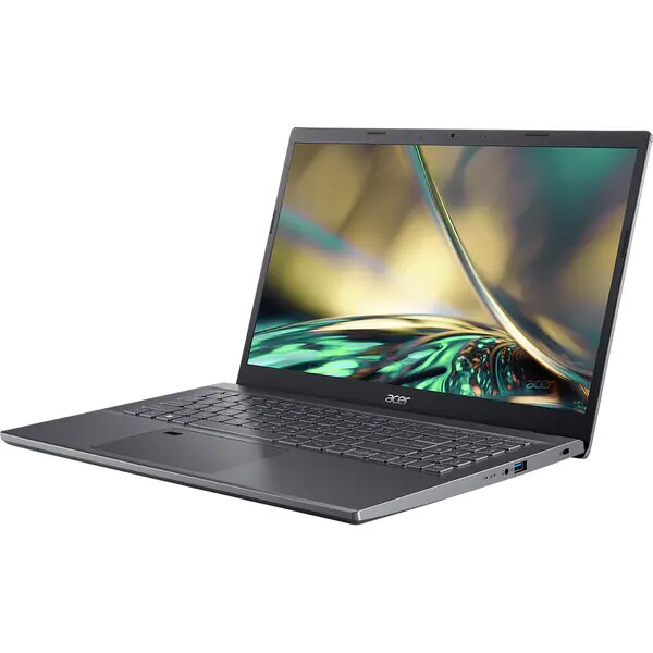Laptop ACER Aspire 5 A515-57-76U1, Intel Core i7-1255U pana la 4.7GHz, 15.6" Full HD, 8GB, SSD 512GB, Intel Iris Xe Graphics, Free Dos, Gri