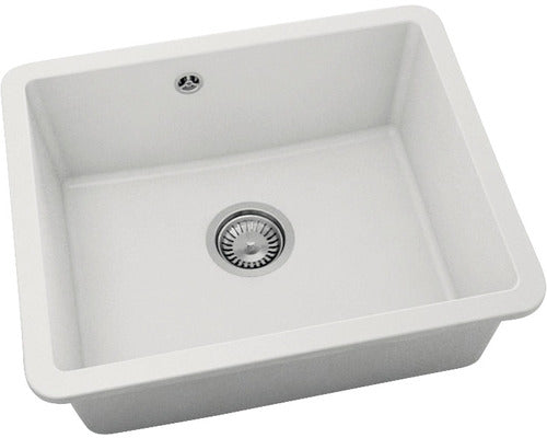 Chiuveta Bucatarie Cu O Cuva Fat Avangard 221 51x51 Cm Fara Picurator, Montare Sub Blat, Fatgranit Pure White