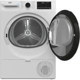 Uscator de rufe Beko B3T60230, 10 kg, Clasa E, RecycledDry, IronFinish, Hygienic Reresh, Pompa de caldura EcoGentle, SteamCure, Hygienic Drying, Alb