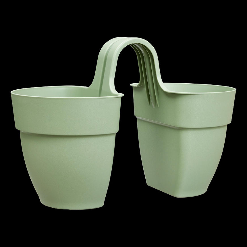 Ghiveci pentru balustrada Vibia Campana flower twin 21 cm, culoare verde
