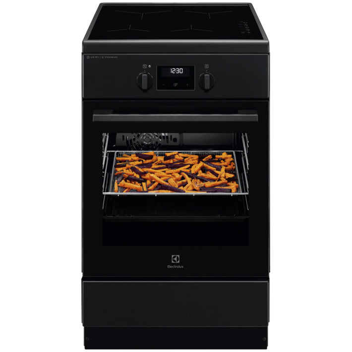 Aragaz Electrolux LKI564266K, Electric, Inductie, 4 zone de gatit, Booster, SteamBake, AirFry, Autocuratare catalitica, Timer electronic, Grill, Iluminare cuptor, Clasa A, Negru