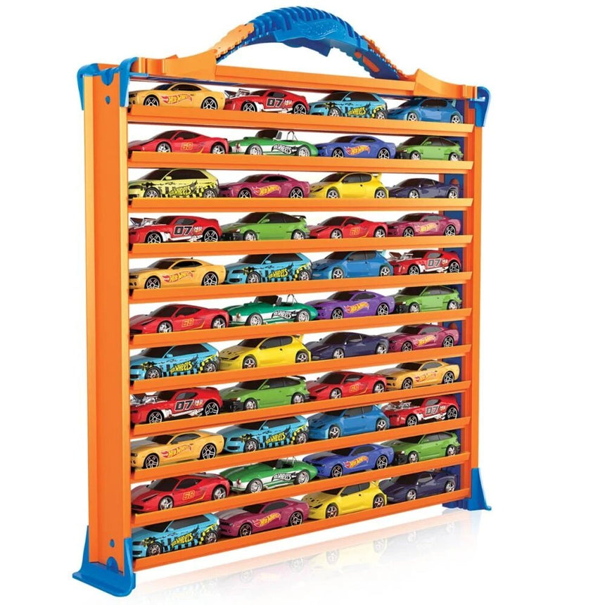 Cutie Hot Wheels, Rack and Track pentru 44 masinute, Portocaliu