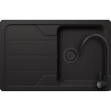 Kit chiuveta bucatarie Schock Formhaus D-100S 780 x 500 mm Cristalite Nero cu parti vizibile negru si baterie Schock Prima negru