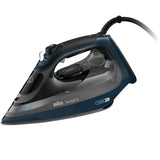 Fier de calcat Braun TexStyle 9 SI9682DB, 3200W, jet de abur 260g/min, abur variabil 0-60 g/min, talpa EloxalPlus, sistem ActiClean, rezervor 330 ml, tehnologie FreeGlide 3D, oprire automata, sistem antipicurare, negru/albastru
