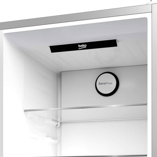Combina frigorifica Beko B3RCNA364HXB1, 316 l, No Frost, HarvestFresh, AeroFlow, Kitchen Fit, Everfresh+, Clasa E, 187 cm, Metal Look