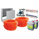 Pachet incalzire prin pardoseala Fornello, 100 mp, Teava PE-RT, Distribuitor-Colector, Grup de amestec fara pompa, Niplu redus 1-1/4" - 1", Pompa de recirculare, Cutie distribuitor, Aditiv sapa