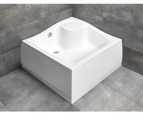Cadita de Dus Patrata Radaway Korfu C, 90x90x48 cm, Acril, Montaj cu Panou, 4C99400-03, Alb