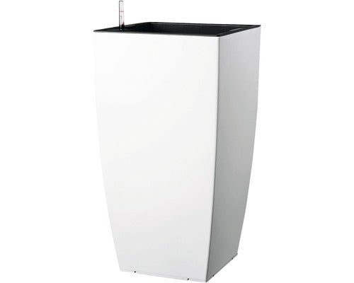 Ghiveci Tip Vaza Lafiora, Plastic, 36x36x66 Cm, Alb Mat, Inclus Set De Udare A Pamantului Si Indicator Al Nivelului De Apa