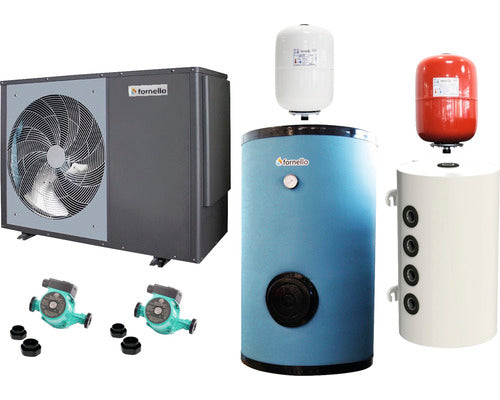 Pachet Pompa De Caldura Aer-apa Pentru Incalzire Si Racire Fornello Eco Green Cgk025v3l Monobloc 9.5 Kw, Incl. Inverter, Rezervor Acumulare, Boiler, Pompa Circulatie Si 2 Vase De Expansiune