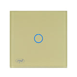 Intrerupator simplu cu touch PNI SH101G, indicator LED, sticla, Auriu