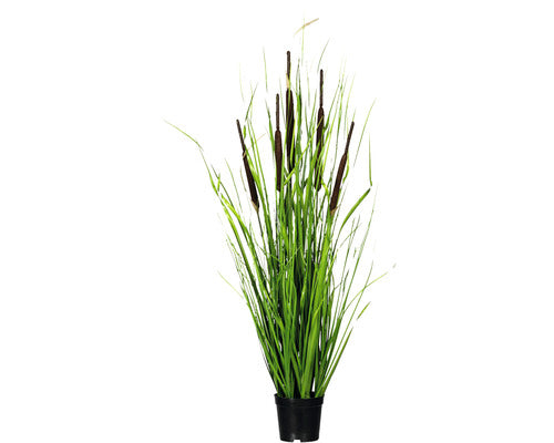 Planta Artificiala Tufa Iarba Cu Stuf In Ghiveci H 90 Cm Verde