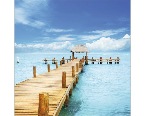 Tablou Sticla Tropical Jetty 80x80 Cm