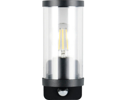 Lampa de perete exterioara BONITO, neagra, cu senzor de miscare, IP44, aluminiu, fara bec