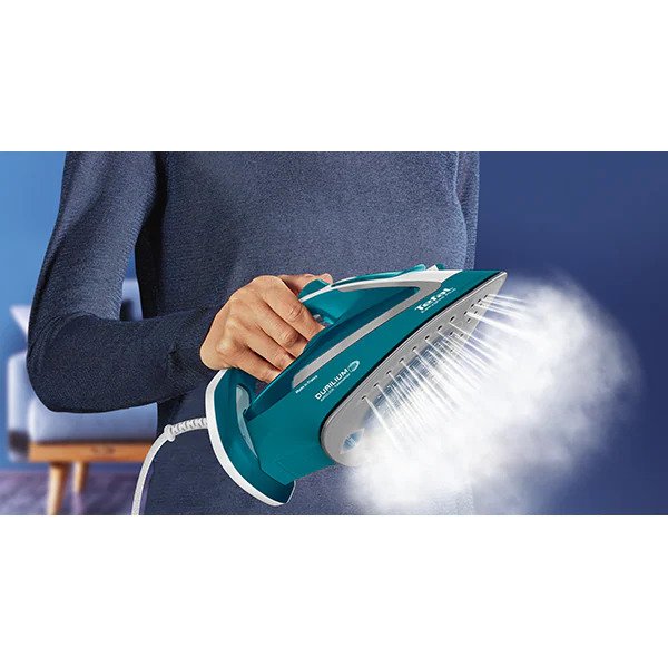 Fier de calcat Tefal EasyGliss Plus FV5737E0, 2500W, jet de abur 220g/min, abur variabil 0- 45g/min, rezervor apa 270ml, talpa Durilium Airglide, oprire automata, turcoaz