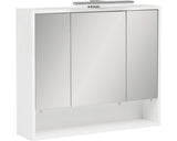 Dulap Baie cu Oglinda Kimi, 3 Usi, Polita, Iluminare LED, PAL, 70x65 cm Alb