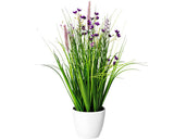 Planta Artificiala Amestec Iarba Cu Flori In Ghiveci H 46 Cm Lila