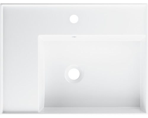 Lavoar ceramica Jungborn Quattro 61 cm, polita stanga, alb lucios