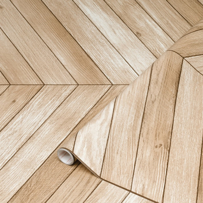 Autocolant mobila, d-c-fix Chevron, imitatie lemn, bej, 67.5cmx2m