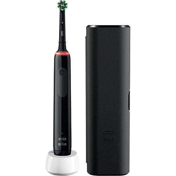 Periuta de dinti electrica Oral-B Pro 3 Cross Action, Curatare 3D, 3 programe, 1 capat, Trusa de calatorie, Negru