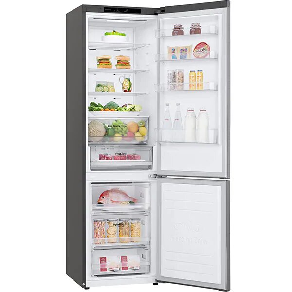 Combina frigorifica LG GBB62PZJMN, 384 l, Clasa E, No Frost, Compresor Smart Inverter, SmartDiagnosis, Argintiu