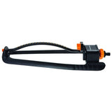 Aspersor oscilant cu baza metalica Fiskars, acoperire 300 - 500 mp, 19 duze de udare