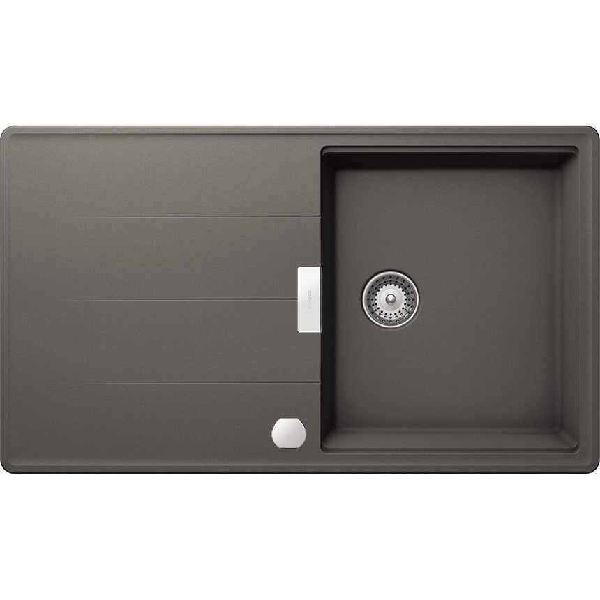 Chiuveta granit Schock Tia D-100 Cristadur Silverstone 860 x 500 mm cu sifon automat, reversibila, granit, montare pe blat, gri inchis