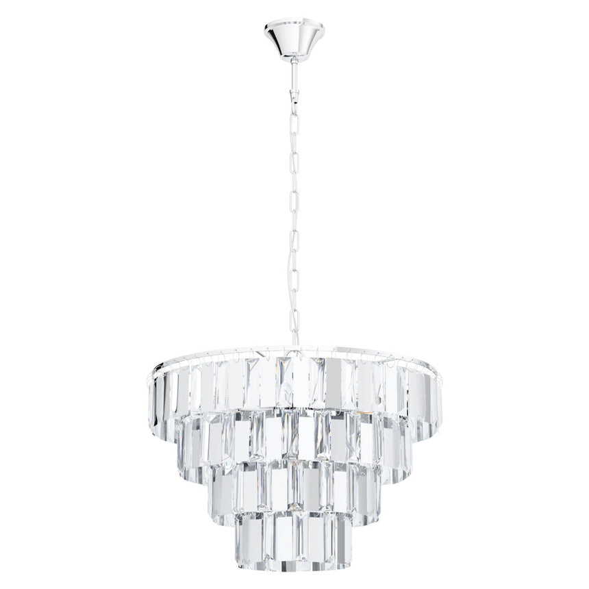 Pendul ERSEKA, EGLO, E14, 7x40W, otel, crom, cristal, 145 x 48.5 cm, inaltime reglabila