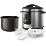 Multicooker Philips HD2237/40 All-in-One, oala cu invelis ProCeramic+, 1300 W, 6L, 7 moduri de gatire sub presiune, funcţie de pastrare cald 12 ore, funcţie de gatit presetata, controlul timpului, 9 sisteme de protectie de siguranta