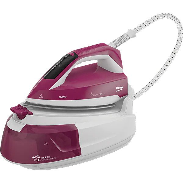 Statie de calcat BEKO SGA6126R, 2400W, 225g/min, 1l, talpa SteamXtra, Alb-Visiniu