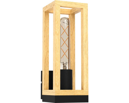 Aplica Perete Interior Nafferton E27 Max. 1x40w, Negru/lemn