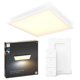 Panoul LED inteligent patrat Philips Hue Aurelle, Bluetooth, 39W, 3750 lm, lumina ambianta alba (2200-6500K), 60cm, Aluminiu, Alb, Intrerupator cu variator inclus, clasa energetica F