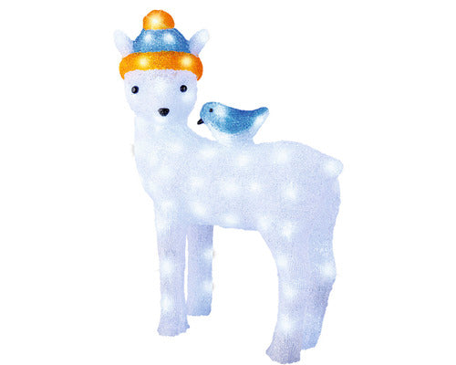 Figurina Cerb Cu Caciula Lumineo Pentru Exterior 80 Led-uri H 58 Cm Alb Rece