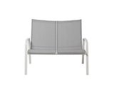 Banca de gradina, metalica, gri, cadru alb, 95.5 x 77 x 112 cm Janeiro