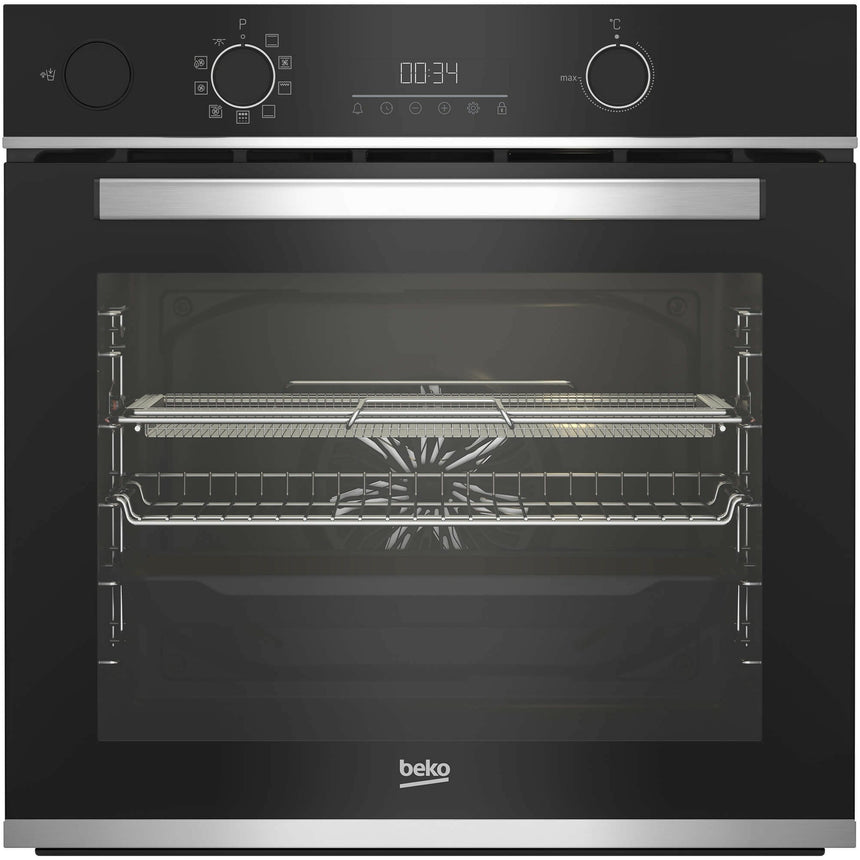 Cuptor incorporabil Beko BBISA13300XMPE, Electric, 72 l, Autocuratare pirolitica, AirFry, Steam Assisted Cooking, AEROperfect, RecycledNet, SteamShine Cleaning, 3D Cooking, Clasa A+, Negru