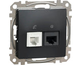 Priza Telefon Si Date Rj11 + Rj45 Schneider Sedna Design Cat5e Utp, Antracit