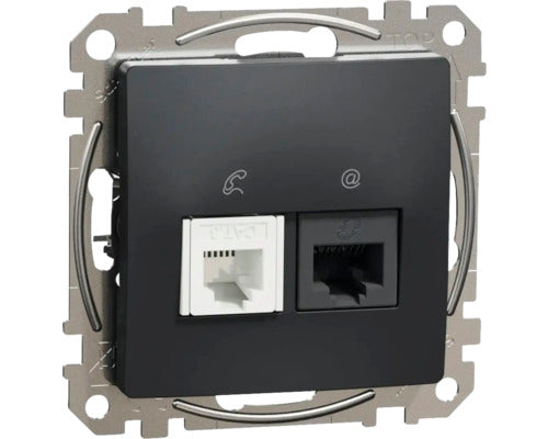 Priza Telefon Si Date Rj11 + Rj45 Schneider Sedna Design Cat5e Utp, Antracit