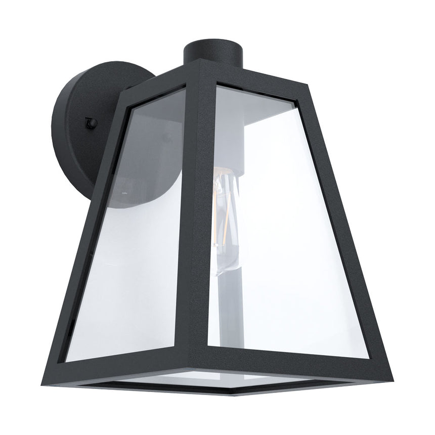 Aplica exterior MIRANDOLA, EGLO, E27, 1x60W, aluminiu turnat, negru, sticla, 27 x 22.5 x 18 cm, IP44