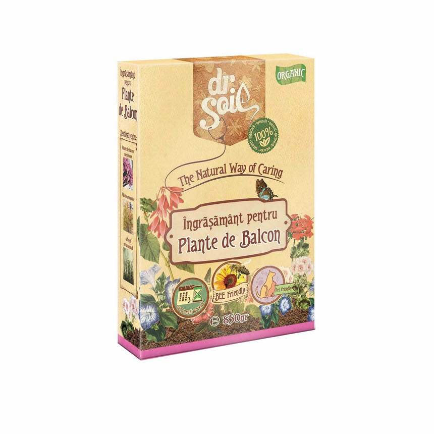 Ingrasamant organic granulat Dr.Soil pentru plante de balcon la cutie de 850gr