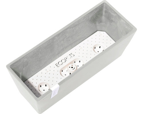 Ghiveci Ecopots Bruges Cu Sistem De Irigare Plastic 45x17x17 Cm Alb-gri